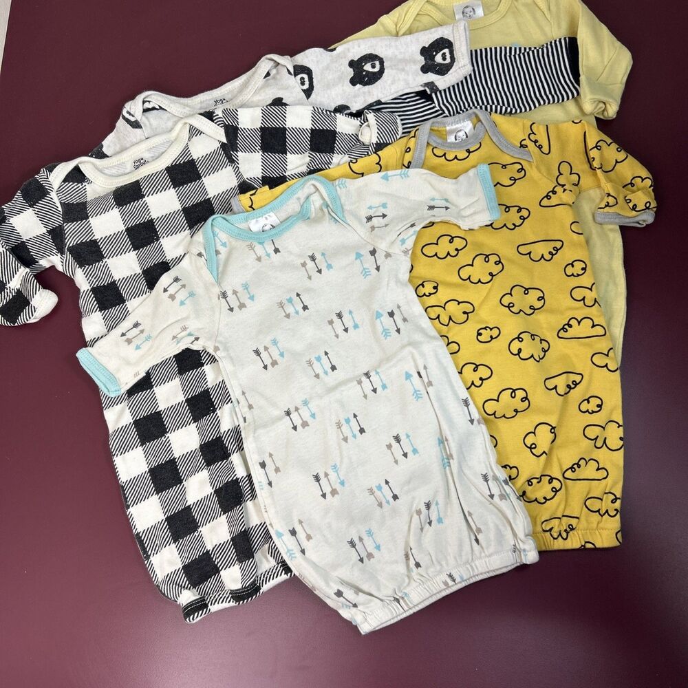 Lot Of 6 Gerber Preemie Premature Baby Outfits Long Sleeve